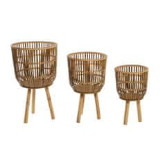DKD Home Decor Komplet lončnic DKD Home Decor Natural Brown Bamboo 37 x 37 x 63 cm