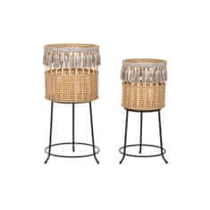 DKD Home Decor Komplet lončnic DKD Home Decor 35 x 35 x 68 cm 31 x 31 x 68 cm Naravna črna kovina Rjava bambus 32 x 32 x 68 cm