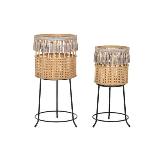 DKD Home Decor Komplet lončnic DKD Home Decor 35 x 35 x 68 cm 31 x 31 x 68 cm Naravna črna kovina Rjava bambus 32 x 32 x 68 cm