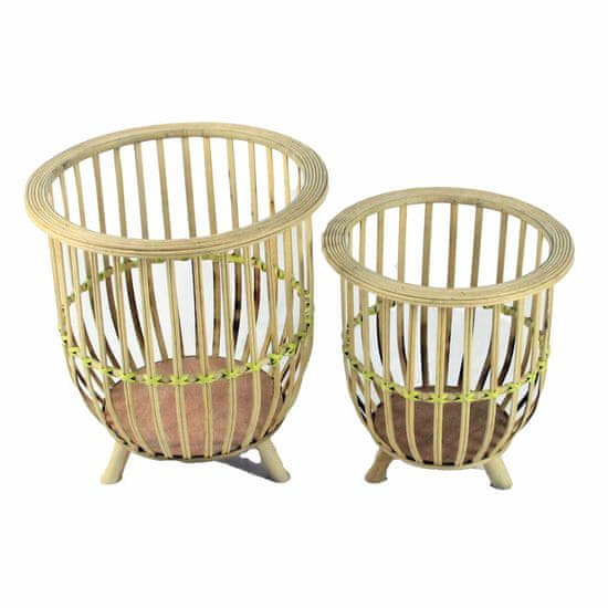DKD Home Decor Komplet lončnic DKD Home Decor 35 x 35 x 37 cm Naravni svetlo rjavi bambus