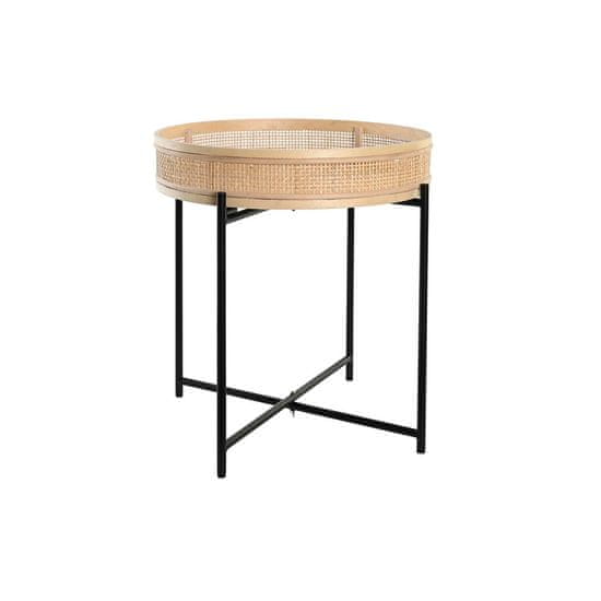 DKD Home Decor Lonček DKD Home Decor Natural Black Metal Rattan Skandinavski (43 x 43 x 46 cm)