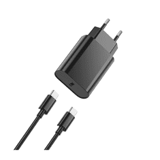 WiWU Polnilec za telefon Wi-U001 1xUSB-C PD 20W črn + USB-C kabel