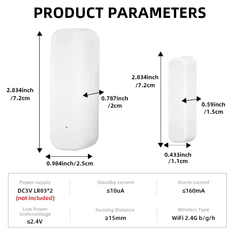 Tuya Pametni senzor za vrata/okna WiFi Tuya s funkcijo alarmiranja - Združljiv z Alexo in Googlovim domom