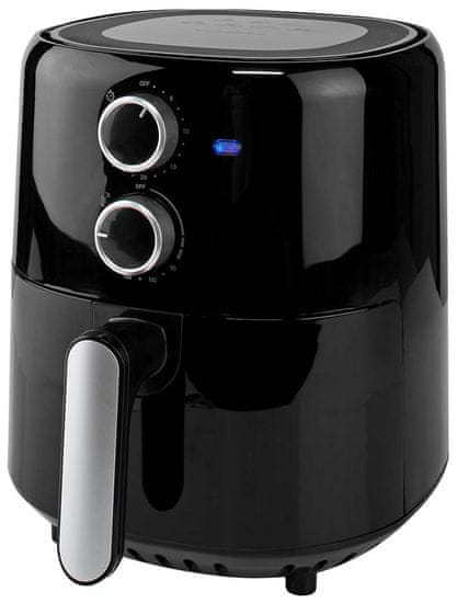 Nedis večnamenski friteznik na vroč zrak/ prostornina 3 L/ 30-minutni časovnik/ analogno upravljanje/ moč 1500 W/ črna