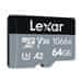 Lexar 64 GB visoko zmogljivega 1066x microSDXC UHS-I, (branje/pisanje: 160/70 MB/s) C10 A2 V30 U3