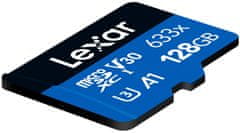 Lexar 128 GB visoko zmogljivega 633x microSDXC UHS-I (branje/pisanje: 100/45 MB/s) C10 A1 V30 U + adapter