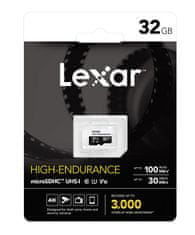Lexar 32 GB kartic microSDHC/microSDHC UHS-I z visoko vzdržljivostjo, (branje/pisanje: 100/30 MB/s) C10 A1 V10 U1