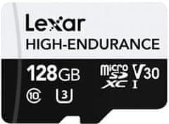 Lexar Lexarjeva kartica microSDHC/microSDXC UHS-I z visoko vzdržljivostjo 128 GB, (branje/pisanje: 100/45 MB/s) C10 A1 V30 U3