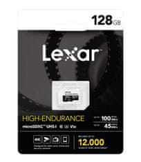 Lexar Lexarjeva kartica microSDHC/microSDXC UHS-I z visoko vzdržljivostjo 128 GB, (branje/pisanje: 100/45 MB/s) C10 A1 V30 U3