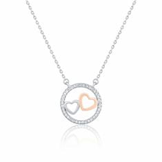 JVD Dvobarvna srebrna ogrlica s zaljubljenimi cirkoni SVLN0435XH2RO45