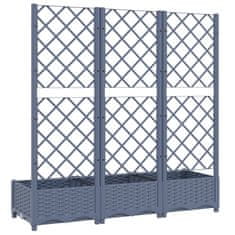 Vidaxl Cvetlično korito z oporno mrežo temno sivo 120x40x121,5 cm PP