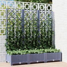 Vidaxl Cvetlično korito z oporno mrežo temno sivo 120x40x121,5 cm PP