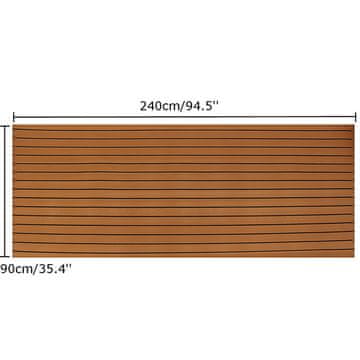SONNENH Penasta podloga za krov čolna 240 x 90 cm, debelina 6 mm, rjava s črnimi črtami, plošča z vzdolžnimi črtami za prirezovanje po meri, 1 kos