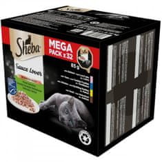 slomart hrana za mačke sheba megapack piščanec losos tuna račka 32 x 85 g