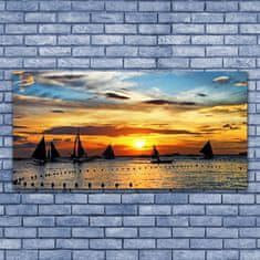 tulup.si Slika na platnu Morski čolni sun landscape 125x50 cm