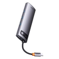 BASEUS Vozlišče 7v1 Baseus Metal Gleam Series, USB-C do 3x USB 3.0 + 2x HDMI + USB-C PD + Ethernet RJ45