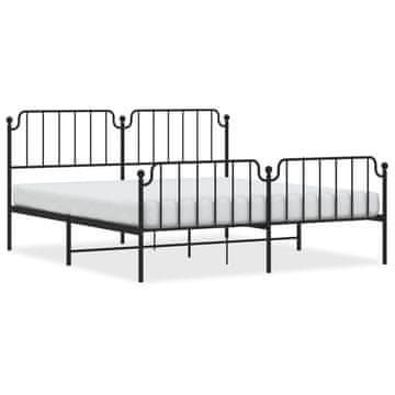 Vidaxl Kovinski posteljni okvir z vzglavjem in vznožjem črn 183x213 cm