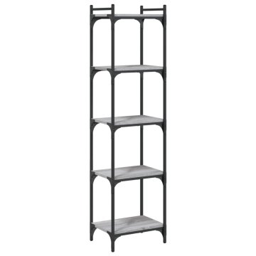 Vidaxl Knjižna omara 5-nadstropna siva sonoma 40x30x154 cm inž. les