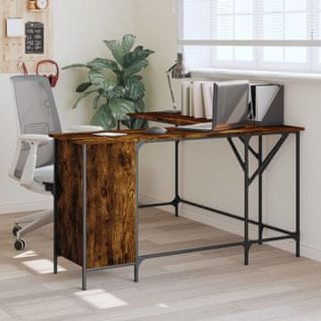 Vidaxl vidaXL Pisalna miza, dimljen hrast, 141x141x75 cm, material na osnovi lesa