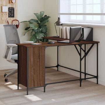 Vidaxl vidaXL Pisalna miza, rjav hrast, 141x141x75 cm, material na osnovi lesa