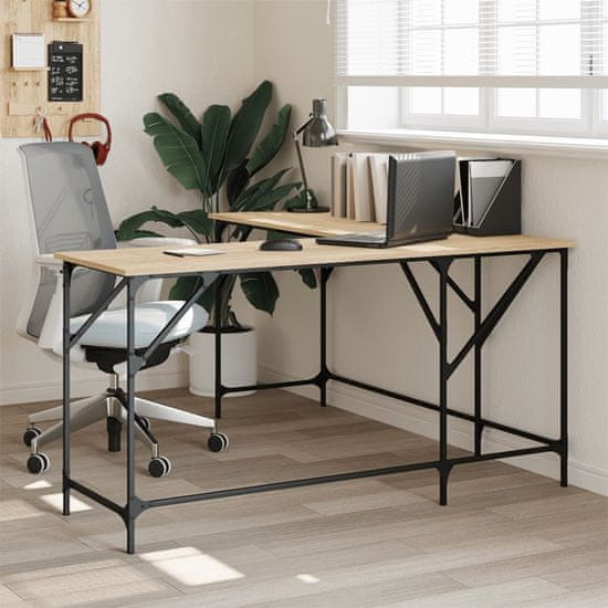 Vidaxl Pisalna miza sonoma hrast 149x149x75 cm inženirski les