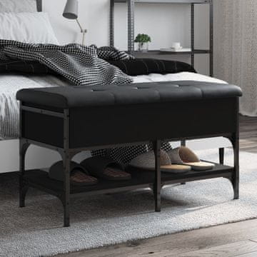 Vidaxl vidaXL Klop za čevlje, črna, 82x42x45 cm, material na osnovi lesa