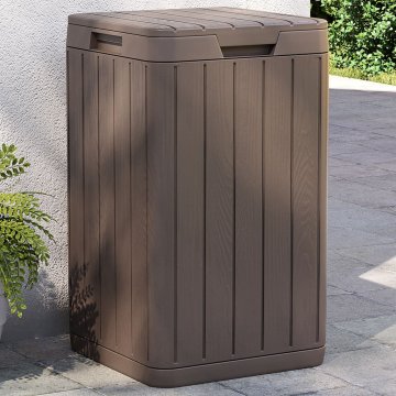 Vidaxl Zunanji koš za smeti rjav 38x38x65 cm PP