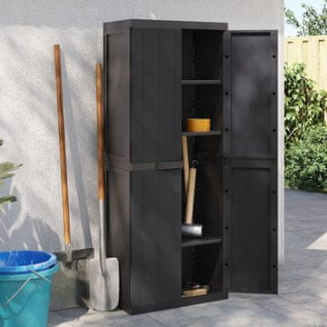 Vidaxl vidaXL Vrtna omarica črna 65x37x165 cm PP