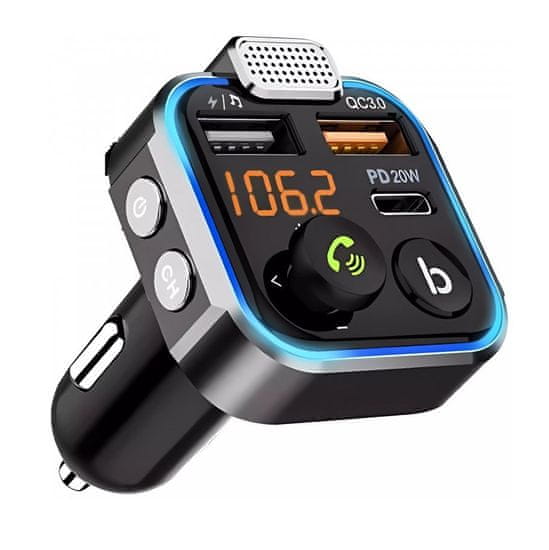 Malatec LED 20W avto FM oddajnik MP3 bluetooth 5.0 2x USB 3.0 12-24V