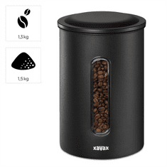 Xavax Barista škatla za kavo za 1,3 kg kavnih zrn ali 1,5 kg mlete kave, neprepustna, mat črna
