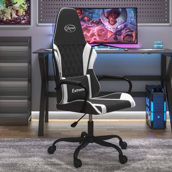 Vidaxl Gaming stol črno in belo umetno usnje