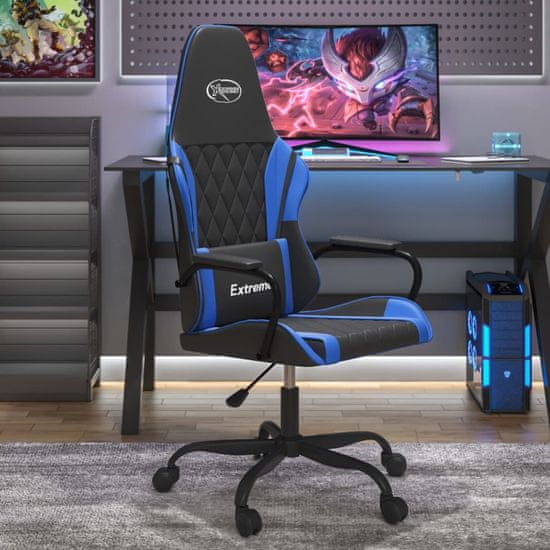 Vidaxl Gaming stol črno in modro umetno usnje