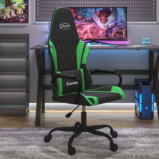 Vidaxl Gaming stol črno in zeleno umetno usnje