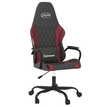 Vidaxl Masažni gaming stol črno in vinsko rdeče umetno usnje