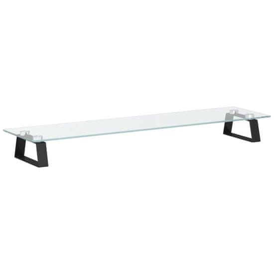 Vidaxl Stojalo za monitor črno 80x20x8 cm kaljeno steklo in kovina