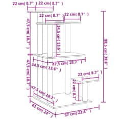 Vidaxl Mačji praskalnik s ploščadjo temno siv 98,5 cm