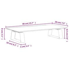 shumee Stojalo za monitor belo 40x20x8 cm kaljeno steklo in kovina