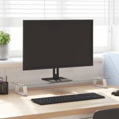 Vidaxl Stojalo za monitor belo 80x20x8 cm kaljeno steklo in kovina