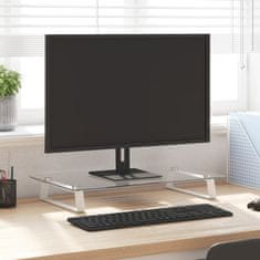 Vidaxl Stojalo za monitor belo 60x35x8 cm kaljeno steklo in kovina