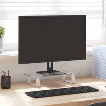 Vidaxl vidaXL Stojalo za monitor belo 40x20x8 cm steklo in kovina