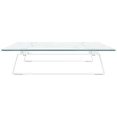 Vidaxl Stojalo za monitor belo 60x35x8 cm kaljeno steklo in kovina