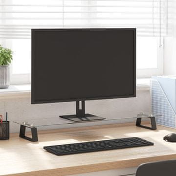 Vidaxl vidaXL Stojalo za monitor, črno, 80 x 20 x 8 cm, kaljeno steklo, kovina