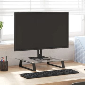 Vidaxl vidaXL Stojalo za monitor, črno, 40 x 35 x 8 cm, kaljeno steklo, kovina