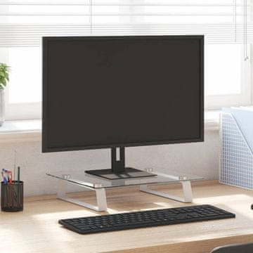 Vidaxl vidaXL Stojalo za monitor belo 40x35x8 cm steklo in kovina