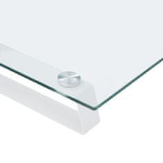 Vidaxl Stojalo za monitor belo 60x20x8 cm kaljeno steklo in kovina