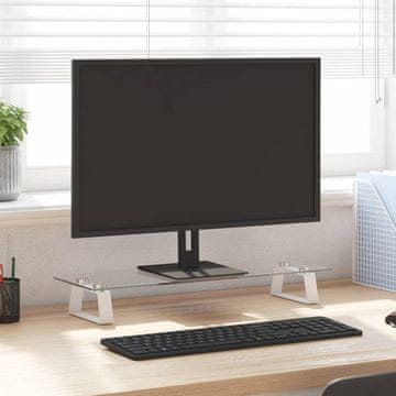 Vidaxl vidaXL Stojalo za monitor belo 60x20x8 cm steklo in kovina