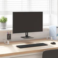 Vidaxl Stojalo za monitor belo 100x20x8 cm kaljeno steklo in kovina