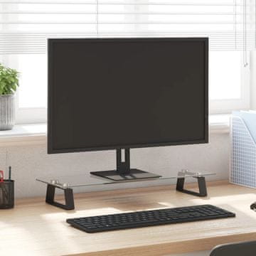 Vidaxl vidaXL Stojalo za monitor, črno, 60 x 20 x 8 cm, steklo in kovina