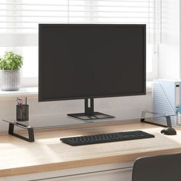 Vidaxl vidaXL Stojalo za monitor, črno, 100 x 35 x 8 cm, kaljeno steklo, kovinsko