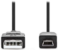 Nedis Kabel USB 2.0/ vtič USB-A - vtič USB Mini-B 5 pinov/ črn/ v razsutem stanju/ 1 m